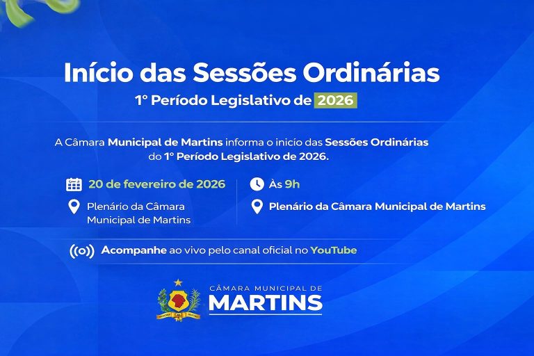 Leia mais sobre o artigo Câmara Municipal de Martins realiza abertura dos trabalhos legislativos de 2026 nesta sexta-feira (20)
